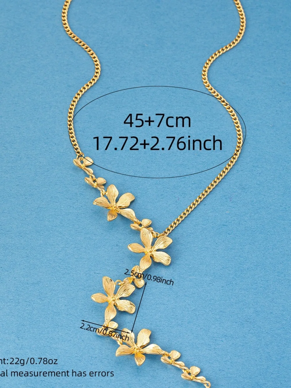 Anthropologie Gold Floral Y-Drop Necklace